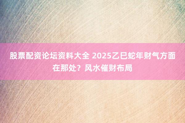 股票配资论坛资料大全 2025乙巳蛇年财气方面在那处？风水催财布局