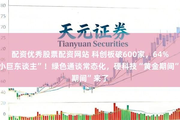 配资优秀股票配资网站 科创板破600家，64%为“小巨东谈主”！绿色通谈常态化，硬科技“黄金期间”来了